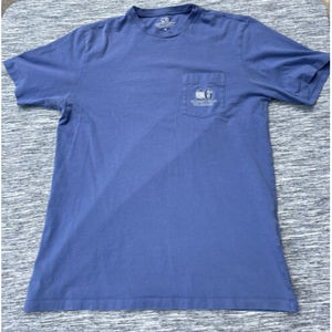 Vineyard Vines Men's M  Blue Short Sleeve Shirt 20 Year Celebration Whale Pocket